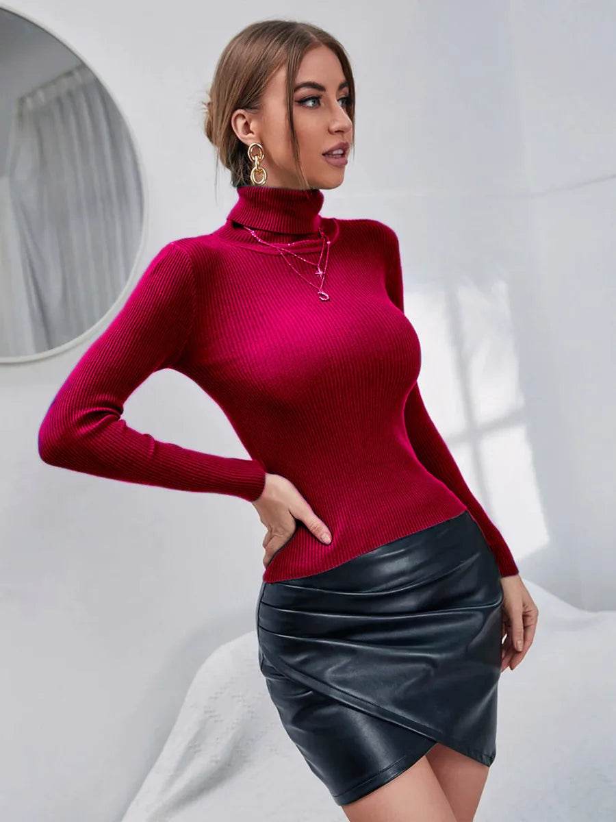 Buy Center Women's Ribbed Knit Turtleneck Sweater - 19 Colors Available - Buy Center UK