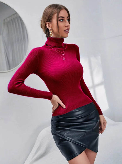 Buy Center Women's Ribbed Knit Turtleneck Sweater - 19 Colors Available - Buy Center UK