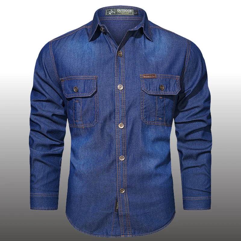 Buy Center Plus Size 5XL Loose Denim Shirt - High Quality, Cotton Comfort - Buy Center UK