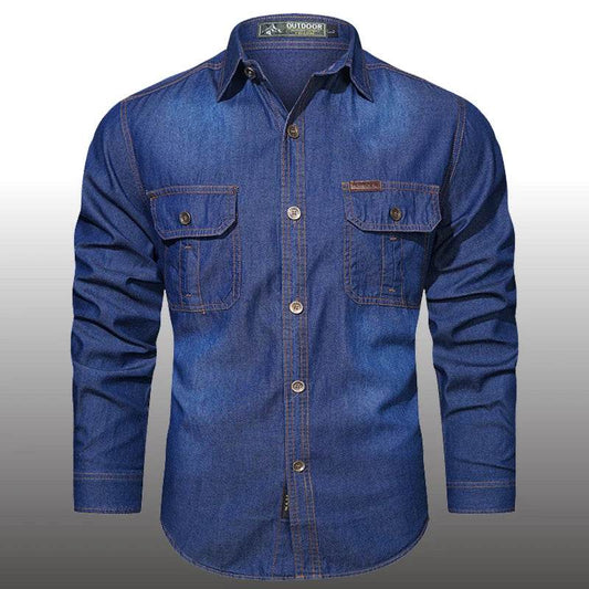 Buy Center Plus Size 5XL Loose Denim Shirt - High Quality, Cotton Comfort - Buy Center UK