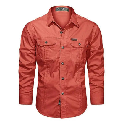 2024 Spring Men's Cotton Cargo Shirt - Long Sleeve Multi-Pocket - Buy Center UK