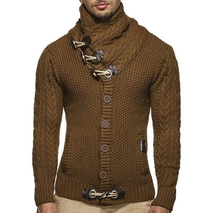 Vintage Turtleneck Cardigan Sweater - Slim Fit, Long Sleeve Men’s Knitwear - Buy Center UK