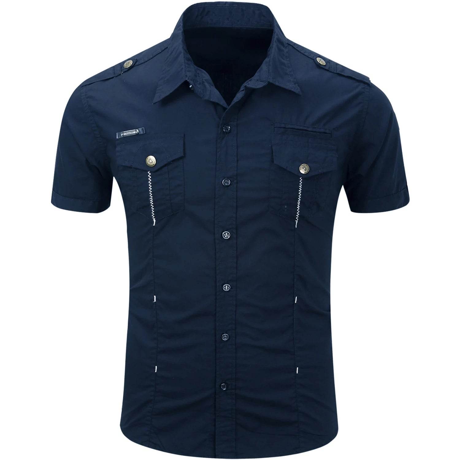 Buy Center Men's Cotton Military Tactical Shirt - Short Sleeve Summer Style - Buy Center UK