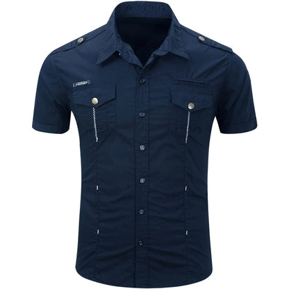 Buy Center Men's Cotton Military Tactical Shirt - Short Sleeve Summer Style - Buy Center UK
