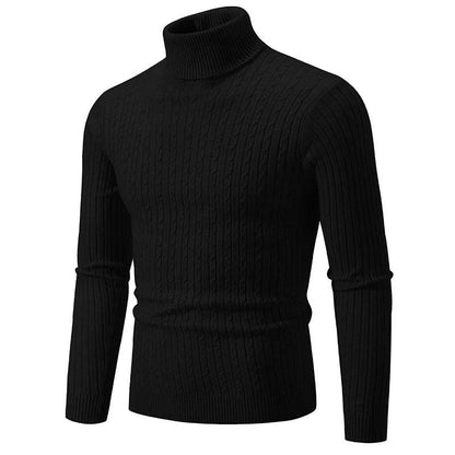 New Autumn Men's Jacquard Sweater - Cozy High Neck Turtleneck Pullover - Buy Center UK