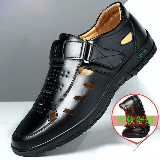 Stylish Men's Genuine Leather Sandals - Breathable & Non-Slip Casual Wear - Buy Center UK