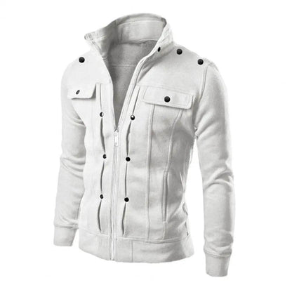 Buy Center Men’s Solid Color Jacket - Stylish Stand Collar for Spring - Buy Center UK