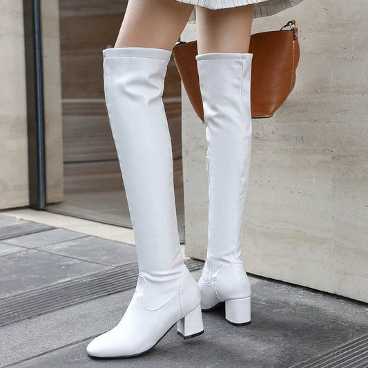 Buy Center Women's Over the Knee Boots - Thick Heels, Large Sizes - Buy Center UK