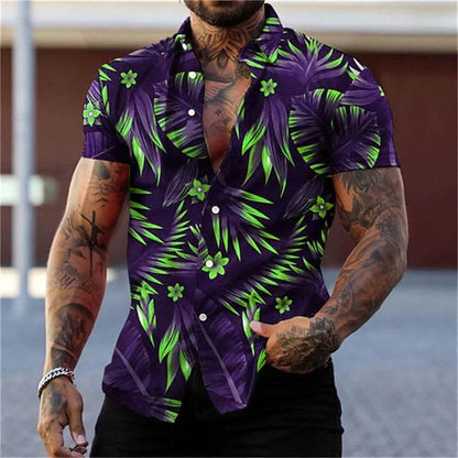 Buy Center Men's Black and Gold Flower Shirt - Hawaiian Style Summer - Buy Center UK