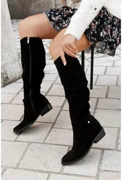Buy Center Women's Thigh High Boots - Low Heel & Side Zip, Size 43 - Buy Center UK
