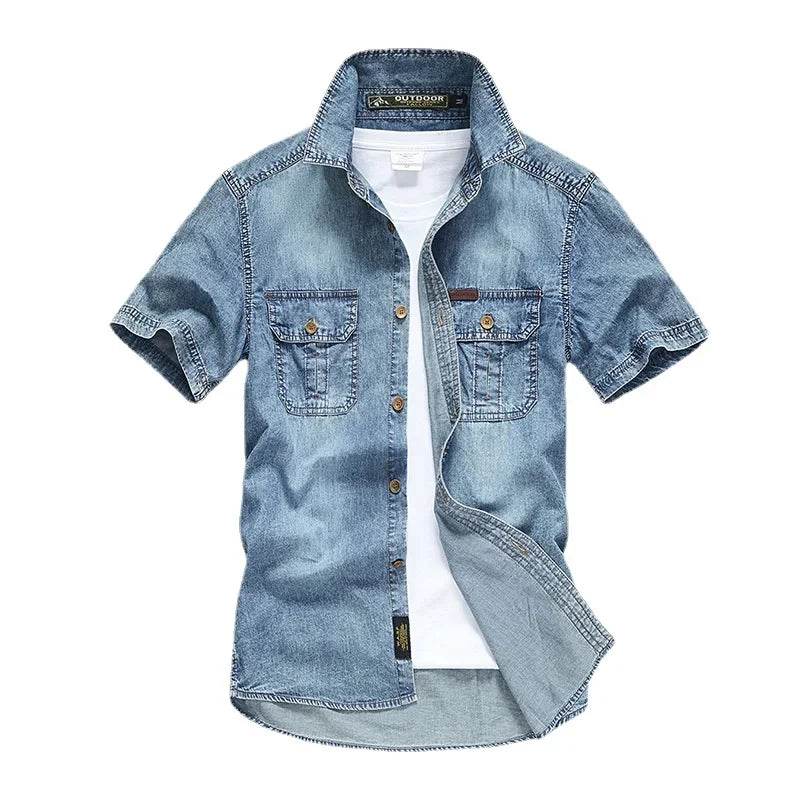Buy Center Multi Pockets Denim Shirt - High-Quality Summer Casual Wear - Buy Center UK
