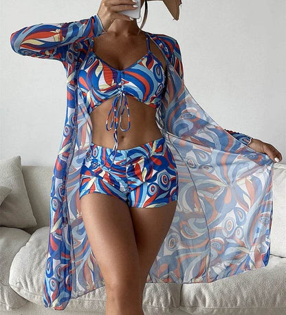 Buy Center 2025 Women's 3-Piece Swimsuit Set – Tankini, Cover-Up & Shorts - Buy Center UK