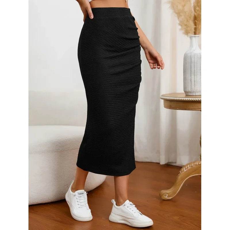2024 High-Waisted Pleated Skirt - Slim Fit for Spring/Autumn - Buy Center UK