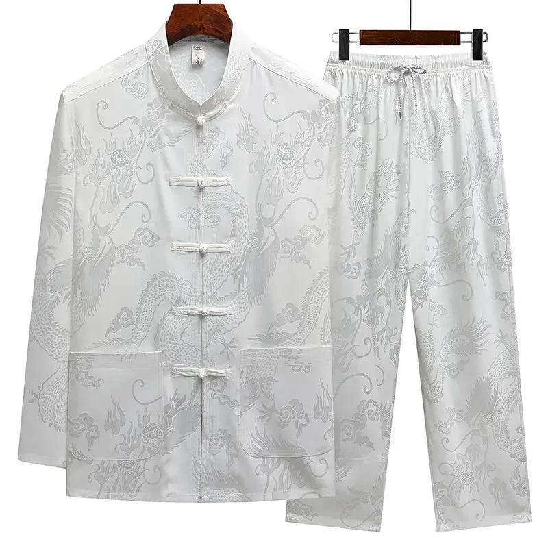 Buy Center Casual Ice Silk Tang Suit - Plus Size, Loose Fit for Men - Buy Center UK