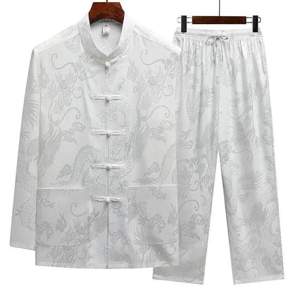 Buy Center Casual Ice Silk Tang Suit - Plus Size, Loose Fit for Men - Buy Center UK