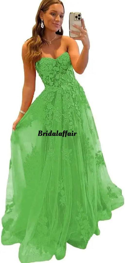 Elegant Orange Lace Appliques Prom Dress - Sweetheart A-Line Gown - Buy Center UK
