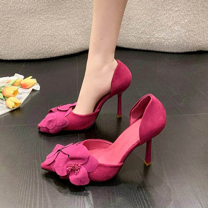 Buy Center Women's Spring Pointy Thin Heels with Flower Design - Buy Center UK