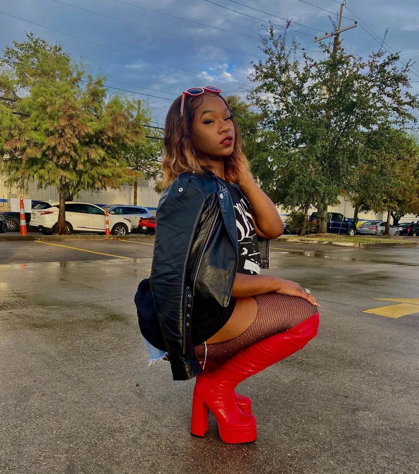 Buy Center Women's Over The Knee Platform Boots - Super High Chunky Heel - Buy Center UK