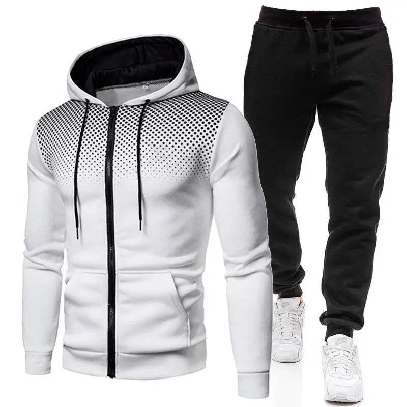 Buy Center Fashion Print Tracksuit for Men - Stylish Zipper Hoodie Set - Buy Center UK