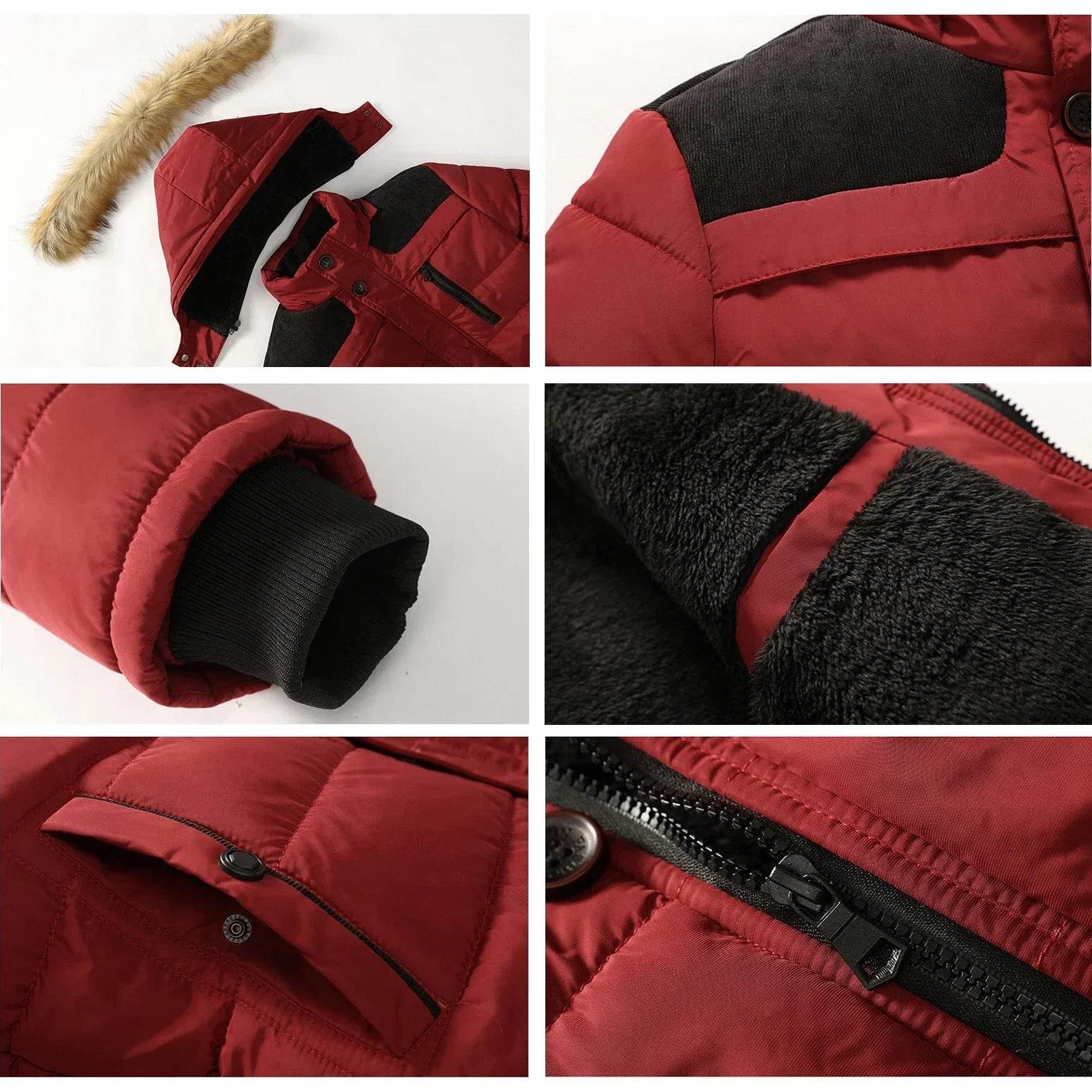 Buy Center Men's Fur Collar Hooded Parka - Warm Winter Overcoat - Buy Center UK