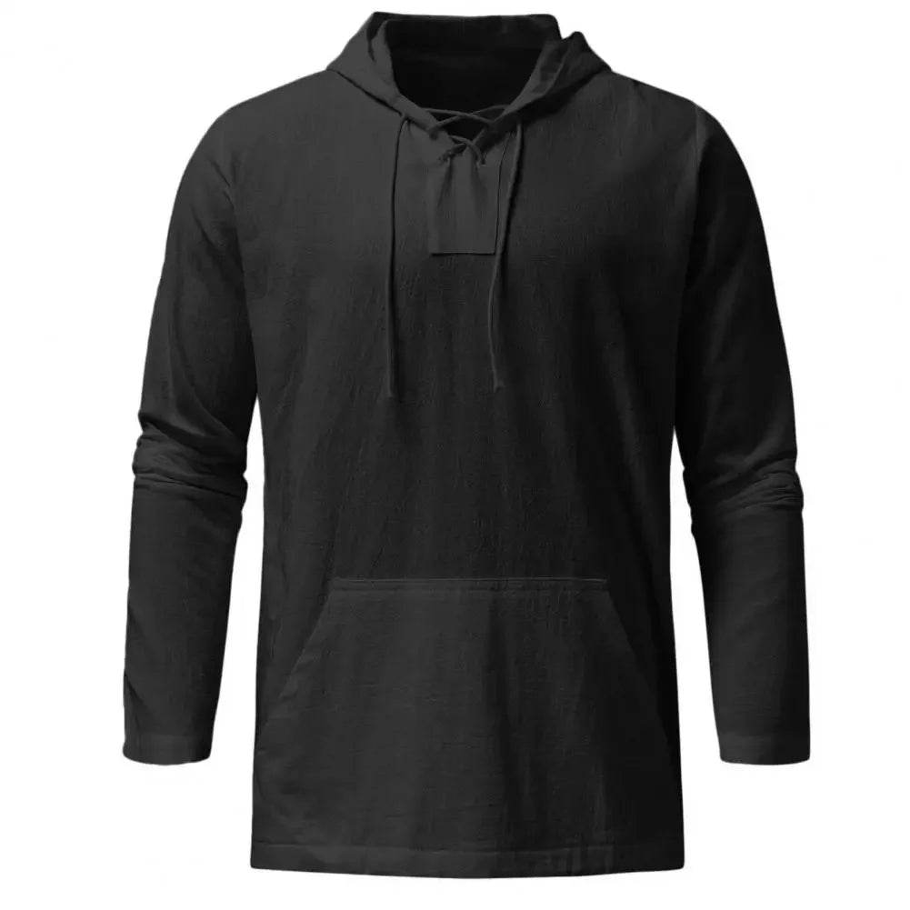 Buy Center Men's Hooded Pullover - Lightweight Cotton Linen Shirt - Buy Center UK
