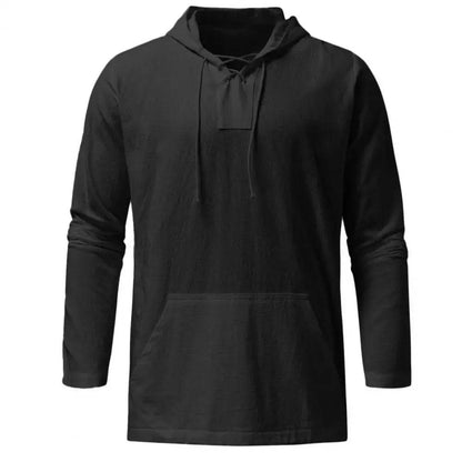 Buy Center Men's Hooded Pullover - Lightweight Cotton Linen Shirt - Buy Center UK