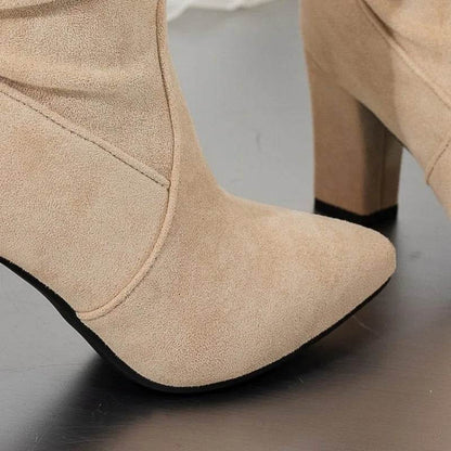 Buy Center Women's Pointed Toe Pleated Boots - Chunky Heels Size 43 - Buy Center UK