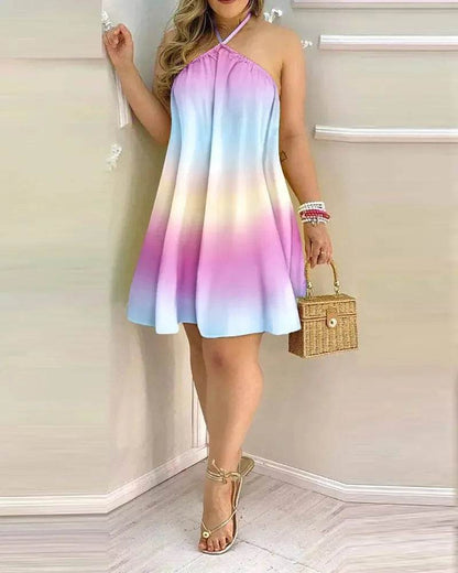 Buy Center Tropical Print Halter Neck Dress - Perfect for Summer Vacations - Buy Center UK