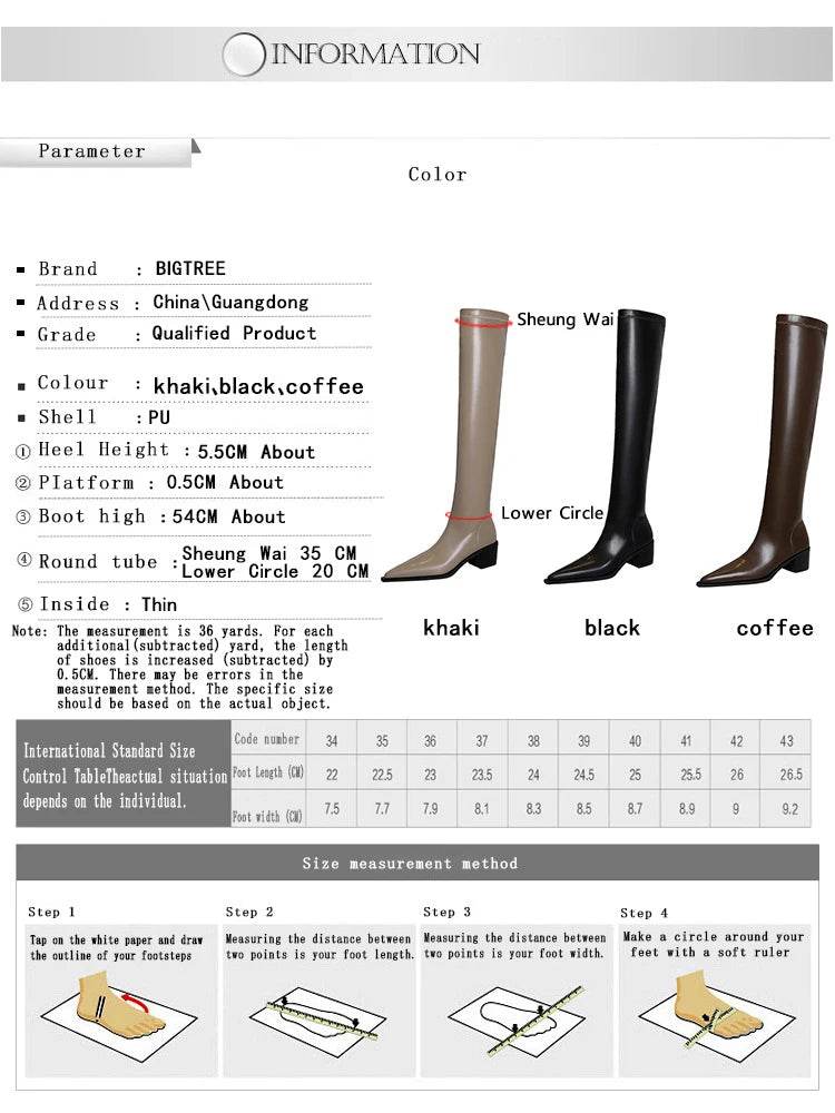 BIGTREE Over Knee High Boots - Sexy Pointed Toe, Thick Heel - Buy Center UK