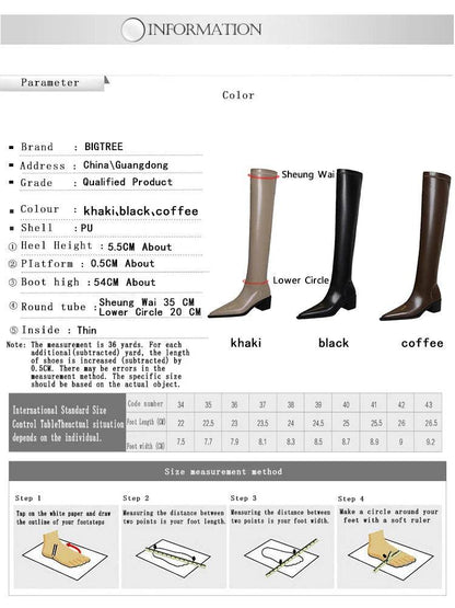 BIGTREE Over Knee High Boots - Sexy Pointed Toe, Thick Heel - Buy Center UK