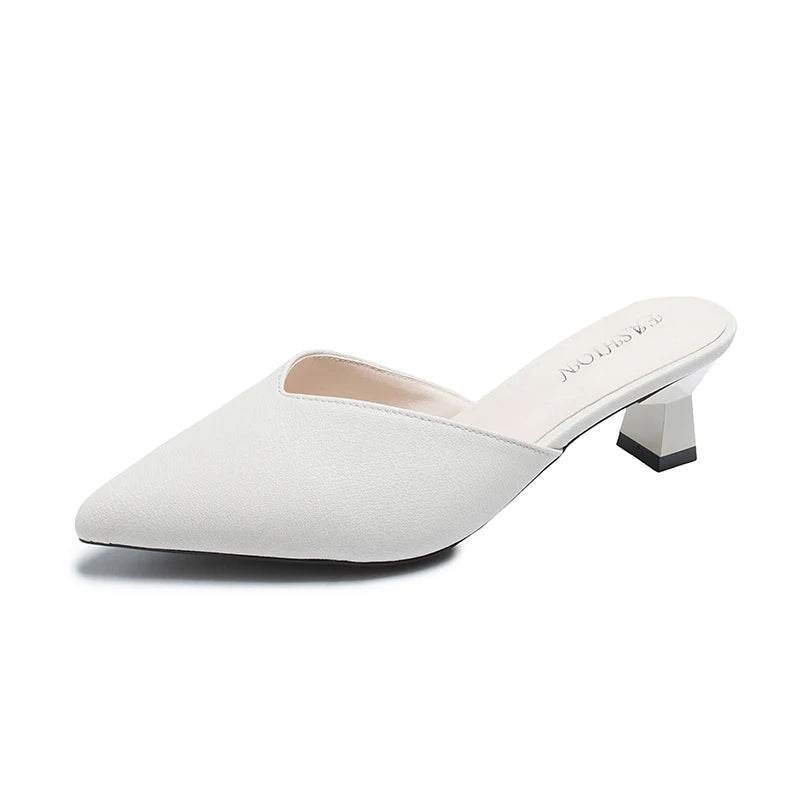 Buy Center Thin Heels Pointed Toe Slippers - Women's Luxury Mules - Buy Center UK