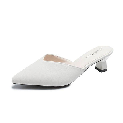 Buy Center Pointed Toe Low Heel Slippers - Luxury Fashion Slides - Buy Center UK