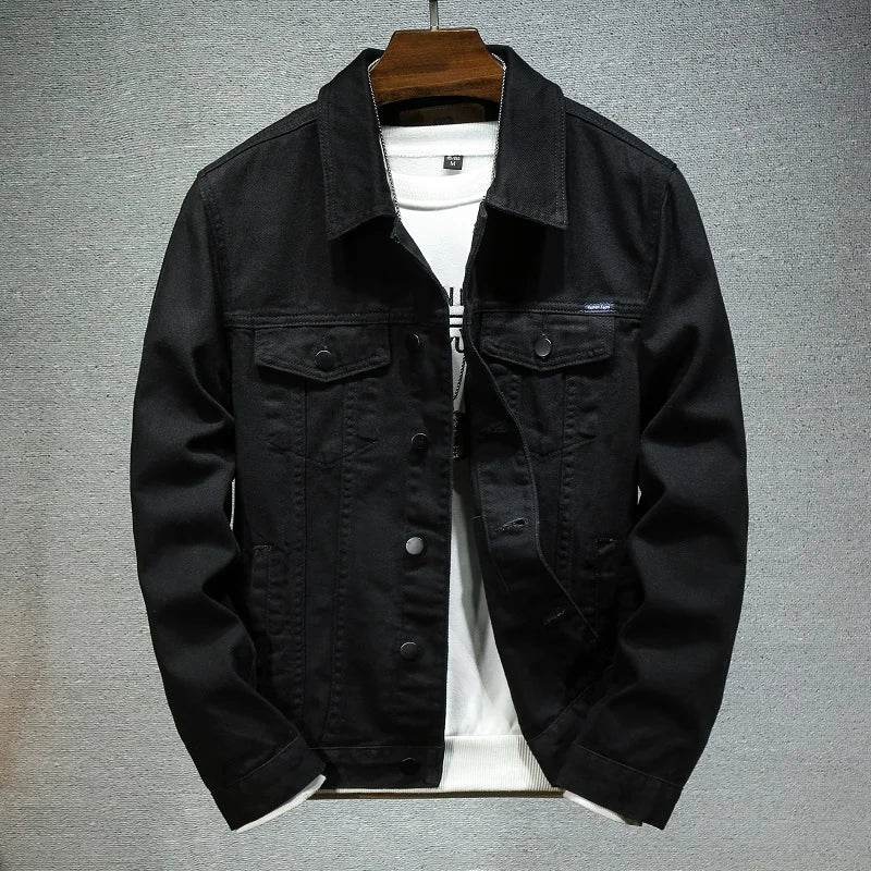 2024 Men’s Solid Lapel Denim Jacket - Slim Fit Casual Outerwear - Buy Center UK