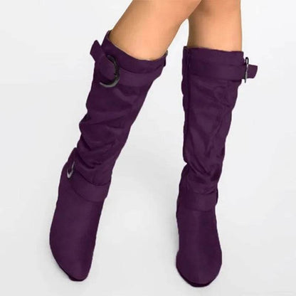 2025 Women’s Knee High Boots - High-Quality Faux Suede, Side Zip - Buy Center UK