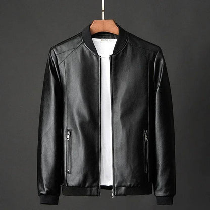 Buy Center Men's Black Biker PU Leather Jacket - Trendy Slim Fit - Buy Center UK