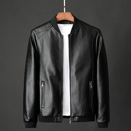 Buy Center Men's Black Biker PU Leather Jacket - Trendy Slim Fit - Buy Center UK