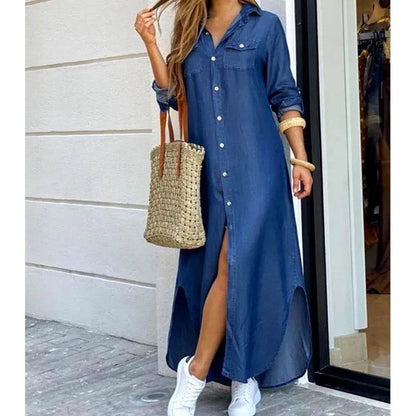 Buy Center Long Sleeve Plaid Maxi Dress - Elegant Beach & Party Wear - Buy Center UK
