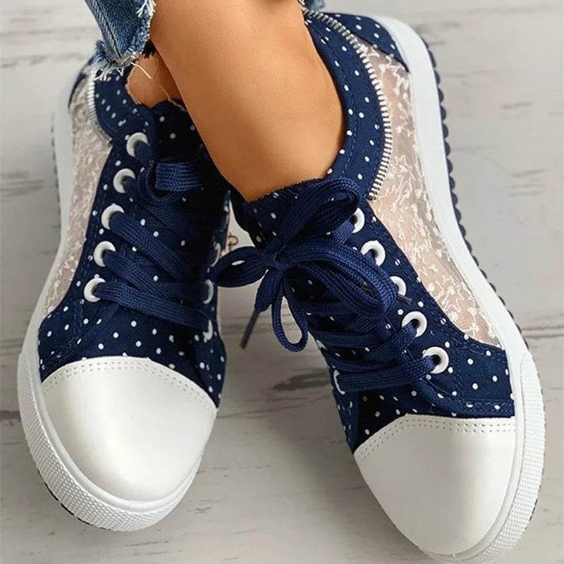 Buy Center Women's Summer Casual Shoes - Breathable Cutout Canvas Sneakers - Buy Center UK
