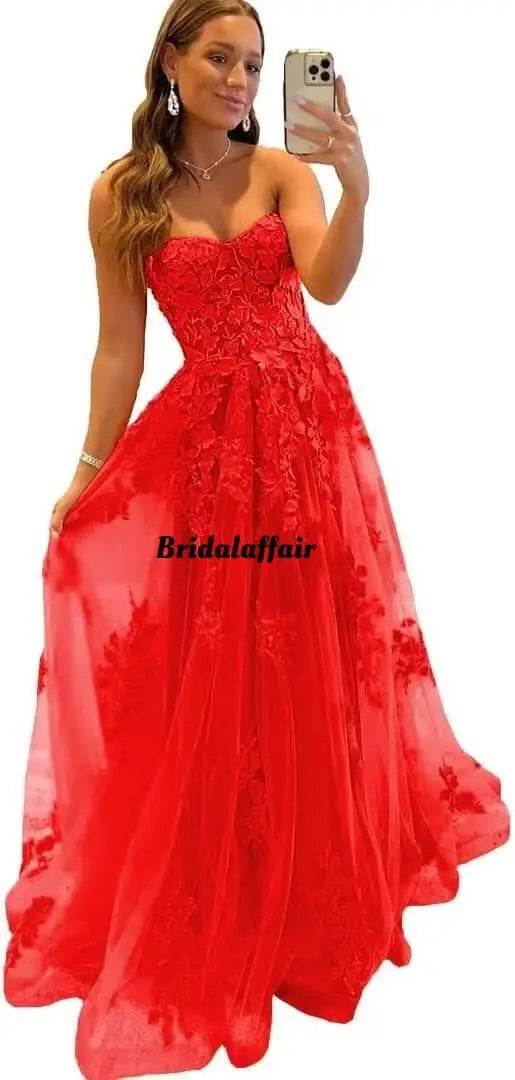 Elegant Orange Lace Appliques Prom Dress - Sweetheart A-Line Gown - Buy Center UK