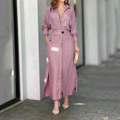 Elegant Long Sleeve Women Dress 2024 - V Neck, Casual Style S-3XL - Buy Center UK