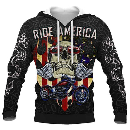 2023 Men's Vogue Skull Motorcycle Hoodie - Loose Fit, 3D Printed - Buy Center UK