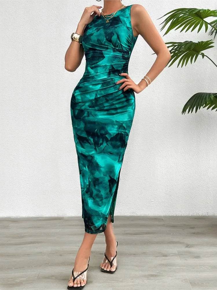 Buy Center Women's Slimming Sleeveless Tie-Dye Dress for Summer - Buy Center UK