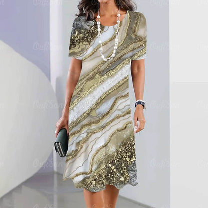 2024 Women's Plus Size Midi Dress - Elegant Graphic Print & Comfort - Buy Center UK