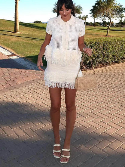 Buy Center Sexy Knit Cardigan Mini Skirt Set - Summer Chic Look - Buy Center UK