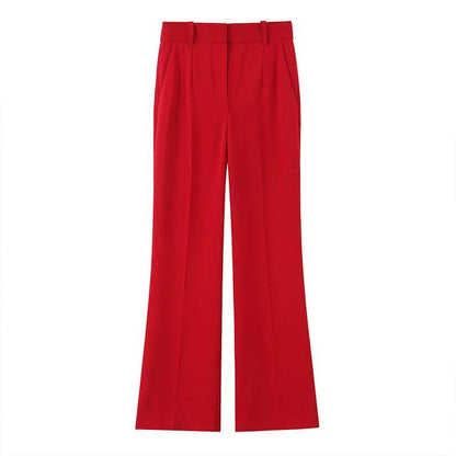 Willshela Women Fashion 2 Piece Set - Chic Red V-Neck Tank & Flare Pants - Buy Center UK