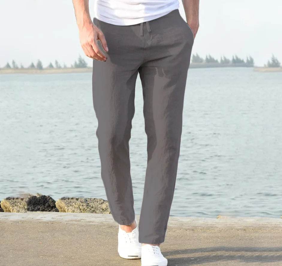 Buy Center Men's Linen Wide Pants - Oversized Casual Sweatpants - Buy Center UK