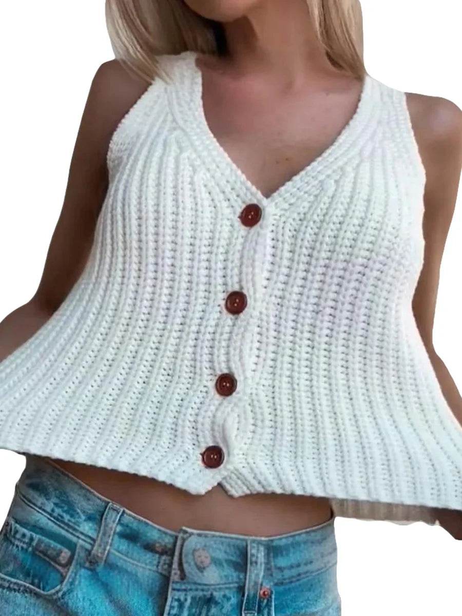 Women’s Autumn Sweater Vest - Sleeveless V Neck Knitwear for All - Buy Center UK