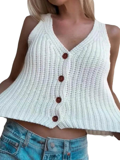 Women’s Autumn Sweater Vest - Sleeveless V Neck Knitwear for All - Buy Center UK
