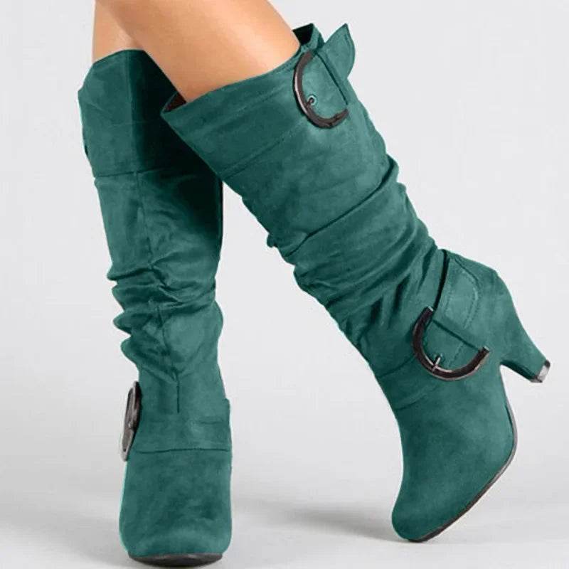 2025 Women’s Knee High Boots - High-Quality Faux Suede, Side Zip - Buy Center UK