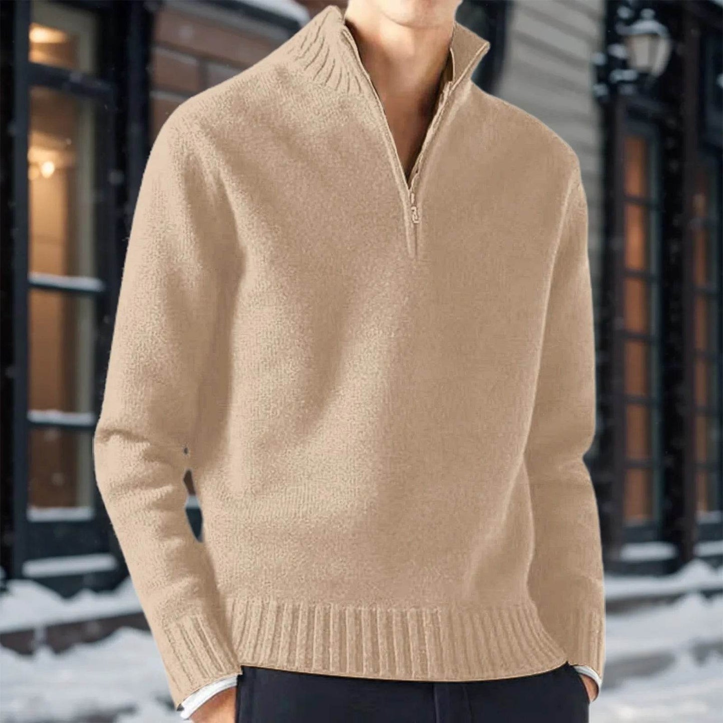 Buy Center Zipper Turtleneck Men's Sweater - Casual Knit Pullover - Buy Center UK